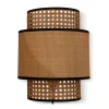 Abat-Jour Applique Murale Solaire Cannage Naturel / Noir