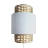 Abat-Jour Applique Murale Solaire Cannage Blanc