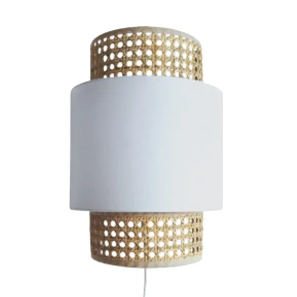 Abat-Jour Applique Murale Solaire Cannage Blanc