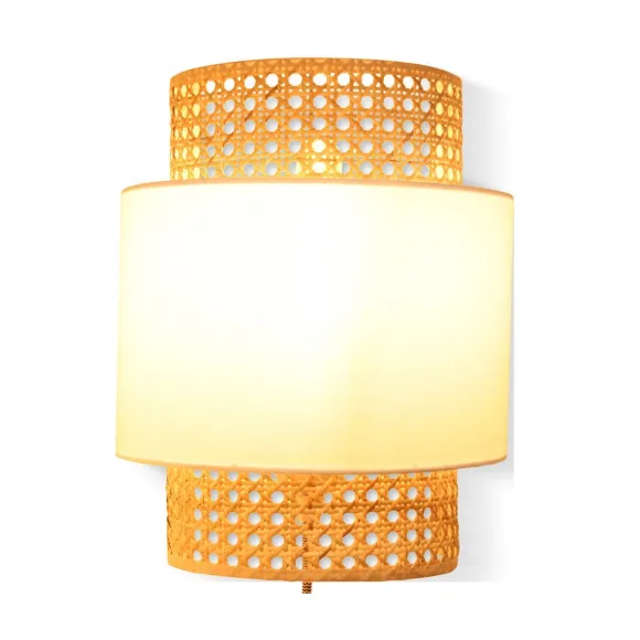 Abat-Jour Applique Murale Solaire Cannage Blanc
