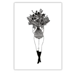 Affiche A3 Fille Aux Fleurs 29,7 X 42 Cm
