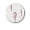 Assiette A Dessert Hippocampes En Porcelaine - O 21 Cm