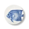Assiette Creuse Poisson En Porcelaine - O 20 Cm