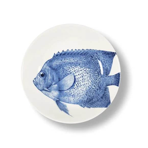 Assiette Creuse Poisson En Porcelaine - O 20 Cm