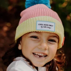 Bonnet Color Block 9 A 18 Mois - Rose, Jaune Et Bleu