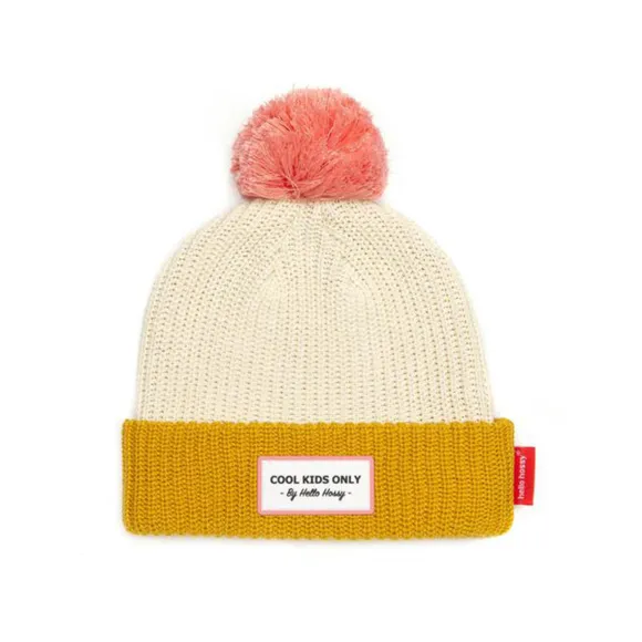 Bonnet Color Block - Creme, Curry Et Rose