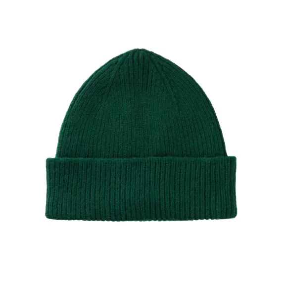 Bonnet En Laine Melangee - Vert Mousse