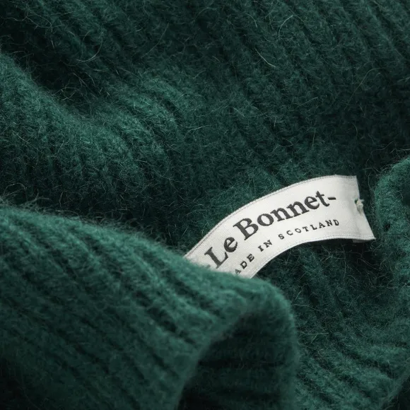 Bonnet En Laine Melangee - Vert Mousse