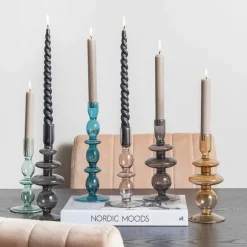 Bougeoir Art Bubbles En Verre - H 18 X O 8.5 Cm