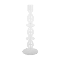 Bougeoir Art Bubbles En Verre - H 24 X O 8.5 Cm
