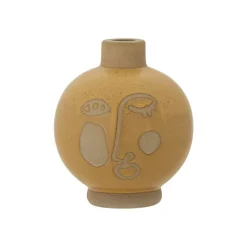 Bougeoir Jilian Brun En Gres - O 12,5 X H 15 Cm