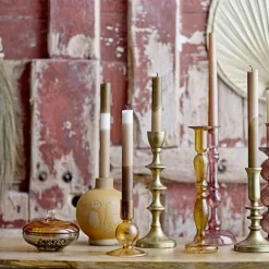 Bougeoir Jilian Brun En Gres - O 12,5 X H 15 Cm