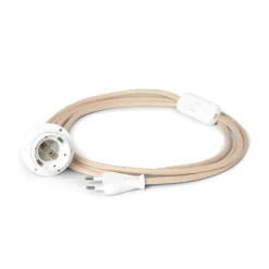 Cable Fiche Prise Et Interrupteur Pour Applique - 2,65 M - Tissu Sable