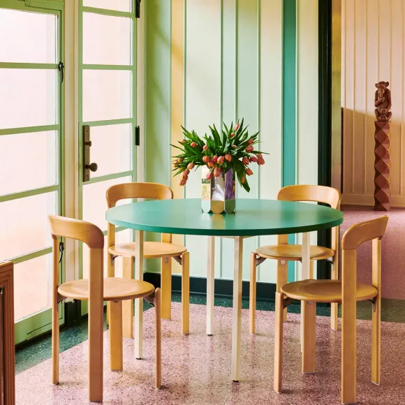 Chaise Rey En Hetre - O 49 X H 80 Cm - Rouge