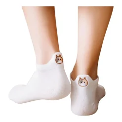 Chaussettes Languette Chat 35/42 - Blanc