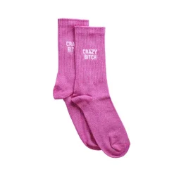 Chaussettes Paillettes Crazy Bitch 36/40 - Rose