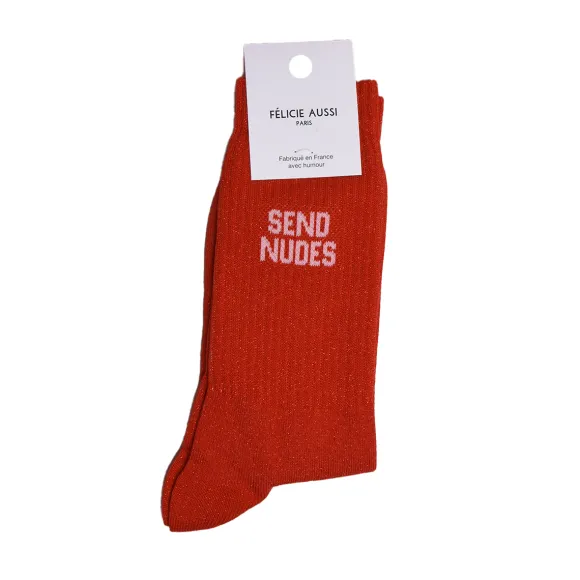Chaussettes Send Nudes Paillettes 36/40 - Rouge