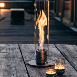 Cheminee / Feu De Table Spin 120 - O 23 X 54 Cm - Argent