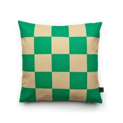 Coussin Checks - 45 X 45 Cm - Vert/Sable