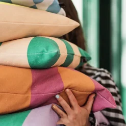 Coussin Checks - 45 X 45 Cm - Vert/Sable