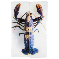 Décoration Murale Homard Bleu / Fond Blanc - 40 X 60 Cm