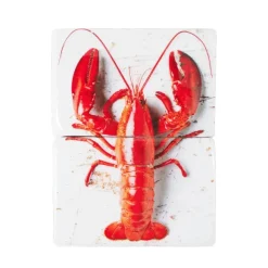 Décoration Murale Homard Rouge / Fond Blanc - 29 X 40 Cm