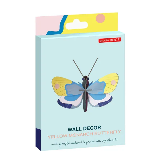 Décoration Murale Papillon Monarque Jaune En Carton Recycle
