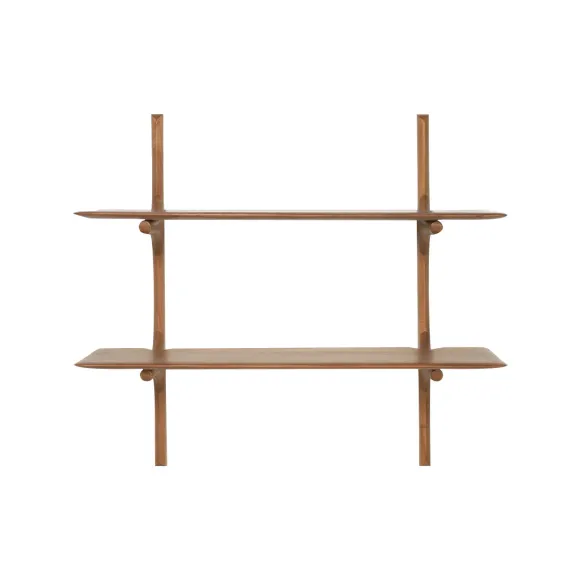 2 Etagères Murales Pi En Acajou Verni - 100 X 35 X 91 Cm