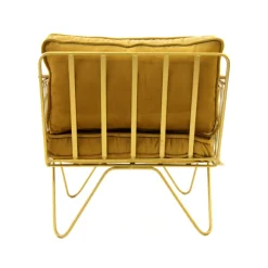 Fauteuil Croisette En Velours Camel - Dore & Bois Fonce