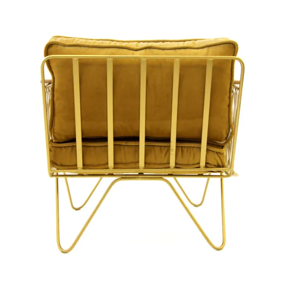 Fauteuil Croisette En Velours Camel - Dore & Bois Fonce