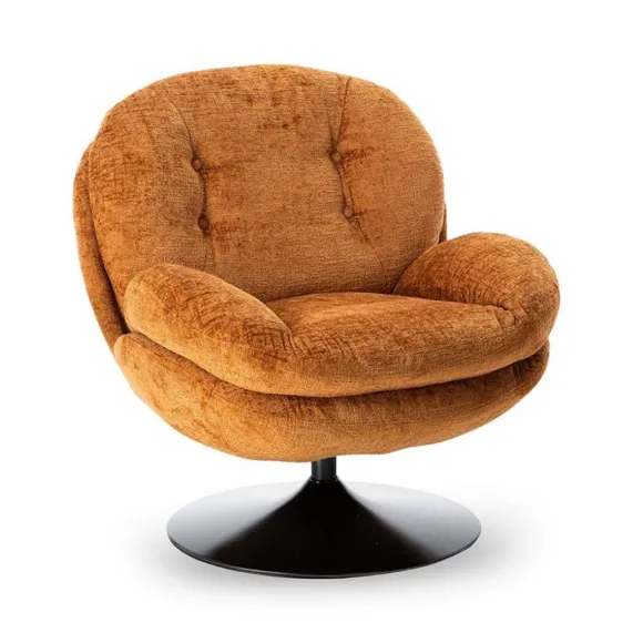 Fauteuil Memento En Velours - 81 X 86 X 83 Cm - Orange Brule