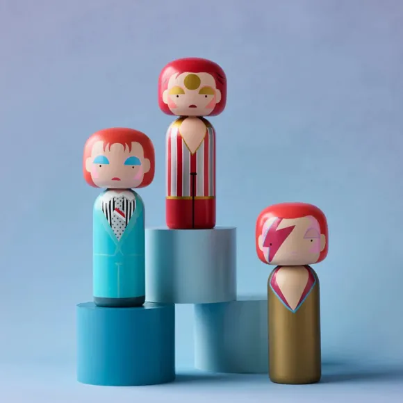 Figurine En Bois - Kokeshi Sketch.Inc - Ziggy Stardust - 14.5 Cm