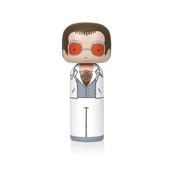 Figurine En Bois Kokeshi Sketch.Inc Elton Blanc - 14.5 Cm