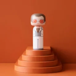 Figurine En Bois Kokeshi Sketch.Inc Elton Blanc - 14.5 Cm