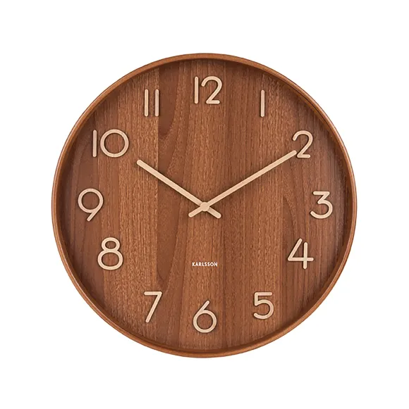 Horloge Murale Pure En Bois De Tilleul - O 40 Cm - Dark