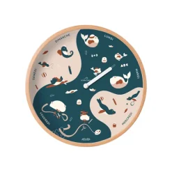 Horloge Semaine Pour Enfant En Bois - Bleu