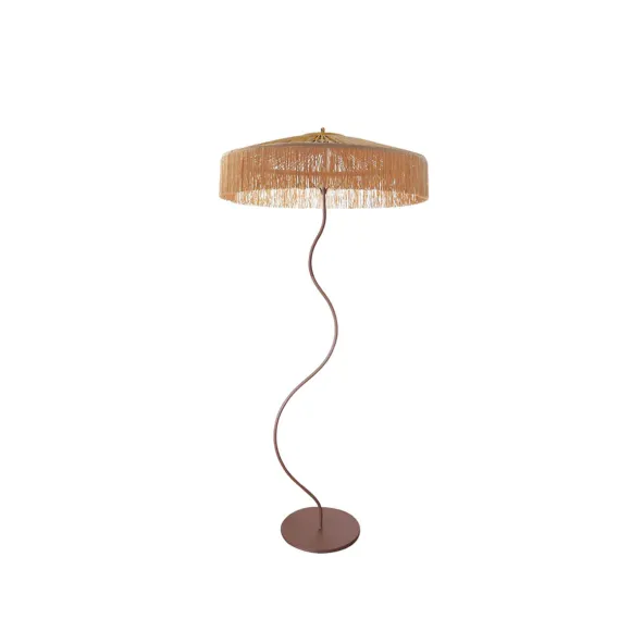 Lampadaire Kaa A Franges En Raphia - Brun