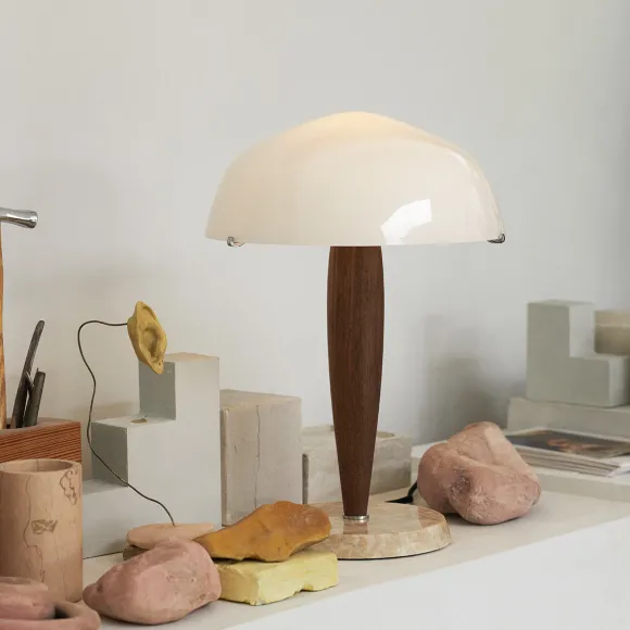 Lampe A Poser Herman Shy3 - Noyer & Marbre Creme