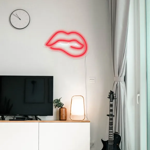 Lampe Murale Neon Led Bitting Lips - Rouge