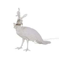 Lampe Paon En Resine - L 100 X L 29 X H 69 Cm