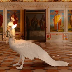 Lampe Paon En Resine - L 100 X L 29 X H 69 Cm