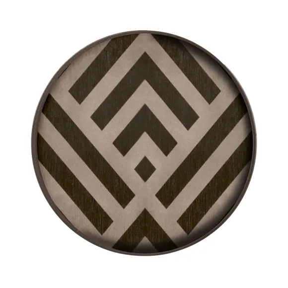 Mini Plateau Graphite En Bois - Chevron - O 30 Cm