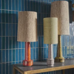 Pied De Lampe Retro En Gres - Moutarde