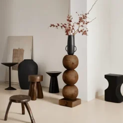 Piedestal Bulb En Bois D'Acajou