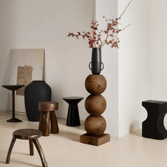 Piedestal Bulb En Bois D'Acajou