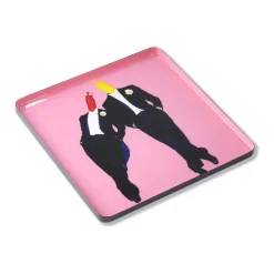 Plateau Carre Ketchup & Moutarde En Fer - 30 X 30 Cm