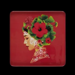 Plateau Carre Lotus En Fer - 30 X 30 Cm