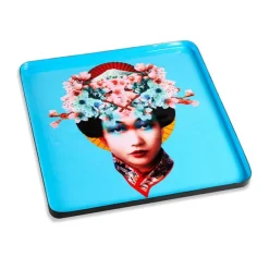 Plateau Carre Miss Fuji En Fer - 30 X 30 Cm