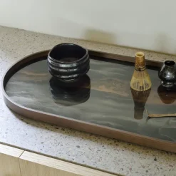 Plateau En Verre - Bronze Organic - Oblong - 71 X 36 Cm