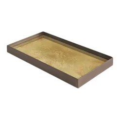 Plateau En Verre Gold Leaf - Dore